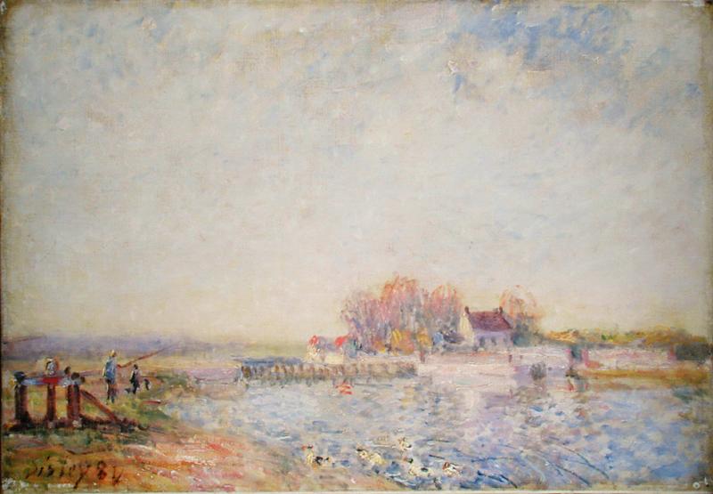 Alfred Sisley,River Scene with Ducks, 1881,large wall art,framed wall art,canvas wall art,large canvas,M3070 store