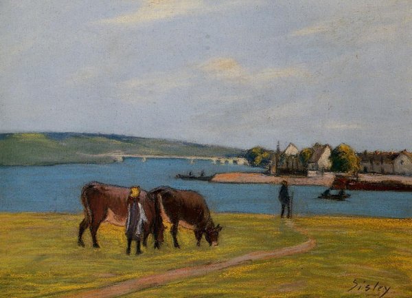 Cows by the Seine at Saint-Mammes  1895