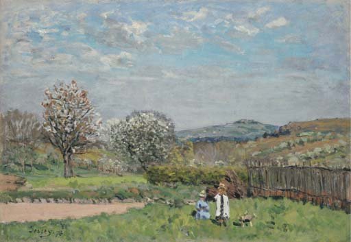 Enfants jouant dans la prairie